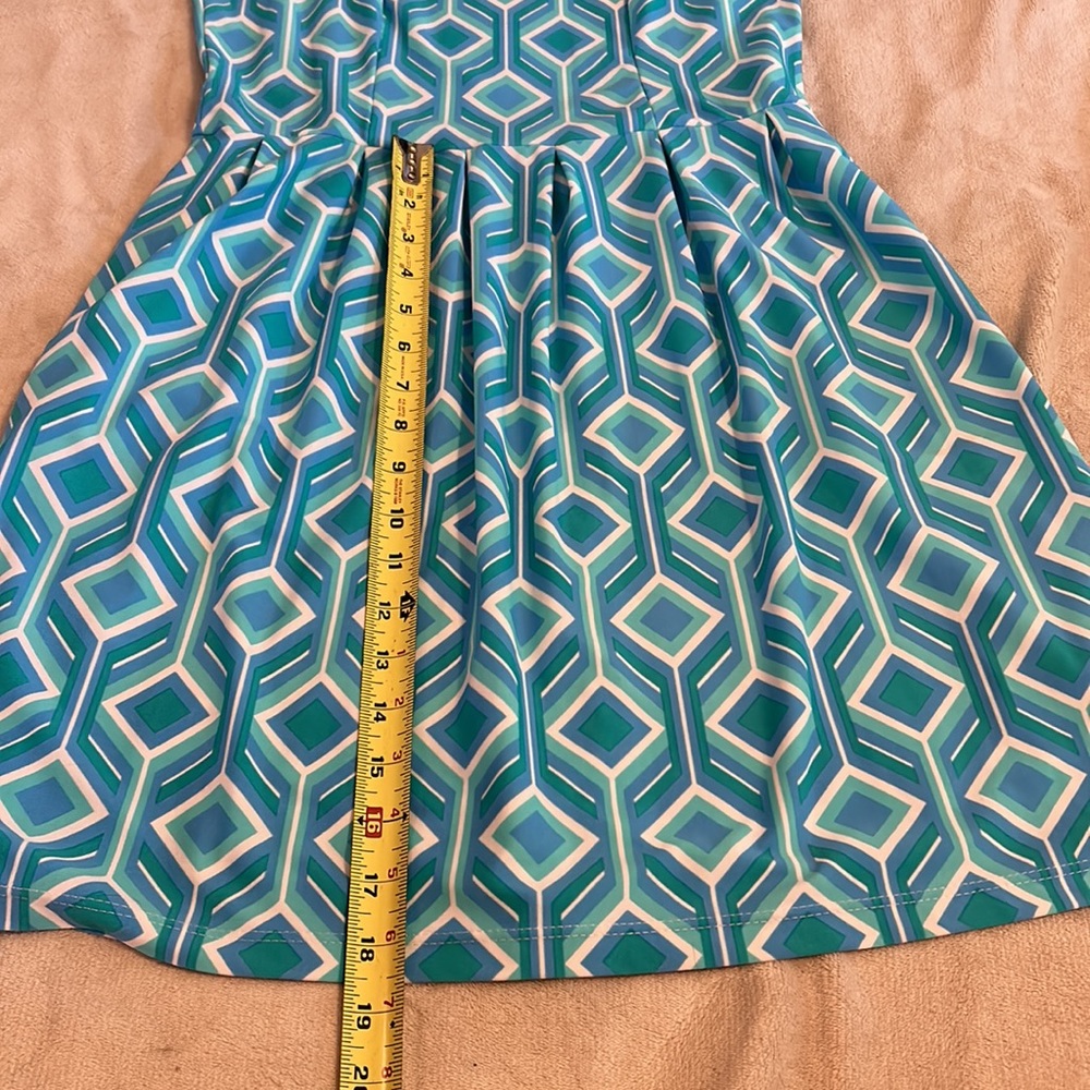 Jude Connally teal blue pattern sleeveless dress - S - Picture 5 of 6